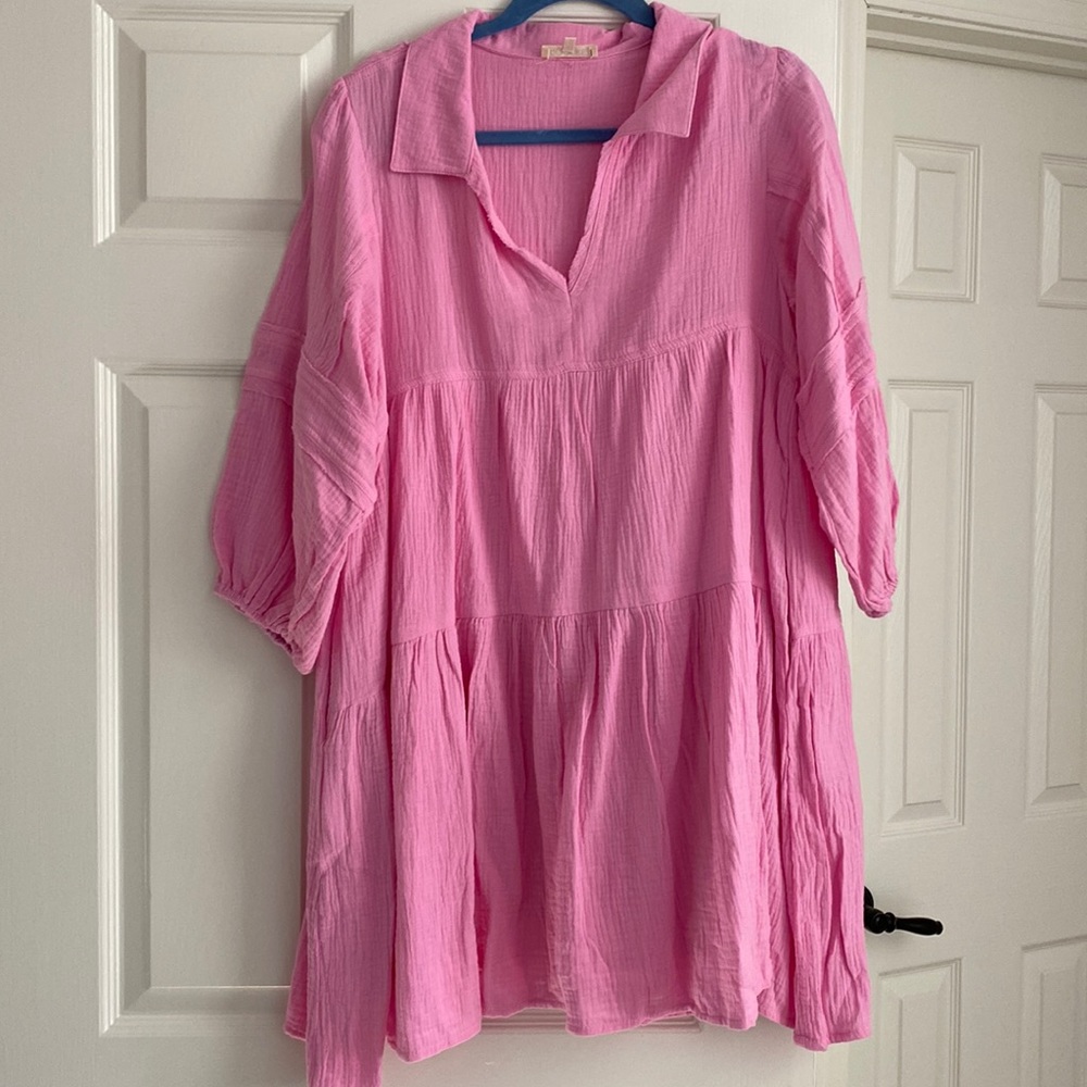 Bubblegum pink gauze dress